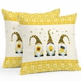 thumbnail image 1 of Outdoor Pillow Cover Bee Gnomes Set of 2 Waterproof Throw Pillowcases Floral Yellow Check Plaid Decorative Patio Furniture Pillows for Couch Garden Indoor & Outdoor Use, 1 of 9