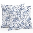 thumbnail image 1 of Outdoor Pillow Cover Bird Flowers Set of 2 Waterproof Throw Pillowcases Retro Floral Blue Decorative Patio Furniture Pillows for Couch Garden Indoor & Outdoor Use, 1 of 9