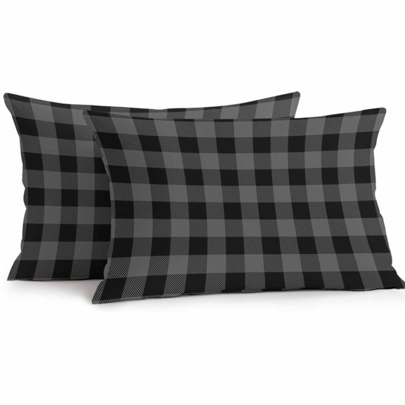 Outdoor Pillow Cover Black Buffalo Check Plaid Set of 2 Waterproof Throw Pillowcases Farmhouse Style Decorative Patio Furniture Pillows for Couch Garden Indoor & Outdoor Use