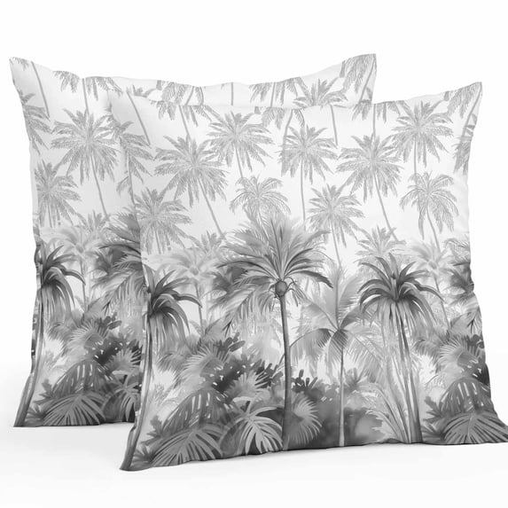 Outdoor Pillow Cover Black Palm Leaves Set of 2 Waterproof Throw Pillowcases Green Tropical Plant Decorative Patio Furniture Pillows for Couch Garden Indoor & Outdoor Use