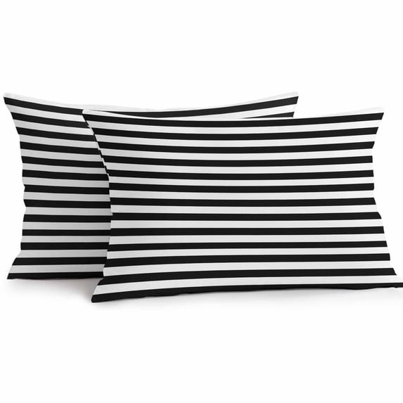 Outdoor Pillow Cover Black and White Stripe Set of 2 Waterproof Throw Pillowcases Simple Style Decorative Patio Furniture Pillows for Couch Garden Indoor & Outdoor Use