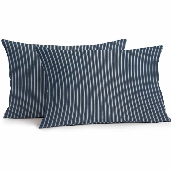Outdoor Pillow Cover Blue Lines Set of 2 Waterproof Throw Pillowcases Stripe Decorative Patio Furniture Pillows for Couch Garden Indoor & Outdoor Use