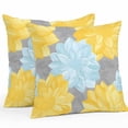 thumbnail image 1 of Outdoor Pillow Cover Blue Yellow Flowers Set of 2 Waterproof Throw Pillowcases Plant Leaf Decorative Patio Furniture Pillows for Couch Garden Indoor & Outdoor Use, 1 of 9