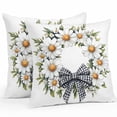 thumbnail image 1 of Outdoor Pillow Cover Bow Daisy Set of 2 Waterproof Throw Pillowcases Watercolor Wreath Decorative Patio Furniture Pillows for Couch Garden Indoor & Outdoor Use, 1 of 9