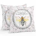 thumbnail image 1 of Outdoor Pillow Cover Busy Bee Set of 2 Waterproof Throw Pillowcases Smell Spring Flower Dot Ring Decorative Patio Furniture Pillows for Couch Garden Indoor & Outdoor Use, 1 of 9