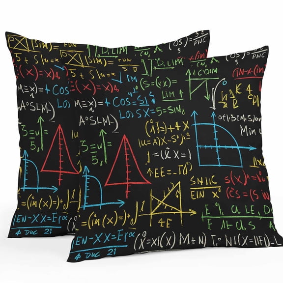 Outdoor Pillow Cover Cartoon Math Number Set of 2 Waterproof Throw Pillowcases Geometric Decorative Patio Furniture Pillows for Couch Garden Indoor & Outdoor Use