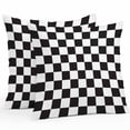 thumbnail image 1 of Outdoor Pillow Cover Check Plaid Set of 2 Waterproof Throw Pillowcases Black and White Grid Simple Style Decorative Patio Furniture Pillows for Couch Garden Indoor & Outdoor Use, 1 of 9