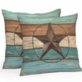 thumbnail image 1 of Outdoor Pillow Cover Farmhouse Star Wood Set of 2 Waterproof Throw Pillowcases Retro Country Style Decorative Patio Furniture Pillows for Couch Garden Indoor & Outdoor Use, 1 of 9