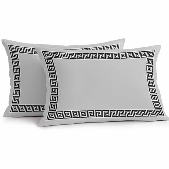 Outdoor Pillow Cover Geometric Greek Key Design Set of 2 Waterproof Throw Pillowcases Grey Decorative Patio Furniture Pillows for Couch Garden Indoor & Outdoor Use