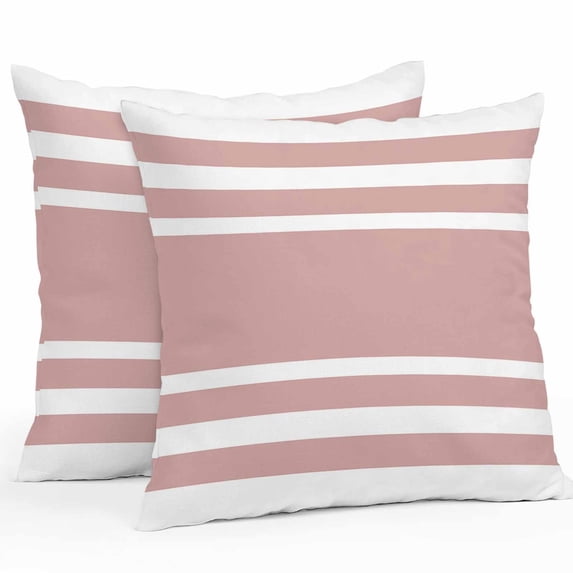 Outdoor Pillow Cover Geometric Pattern Set of 2 Waterproof Throw Pillowcases Pink Stripe Decorative Patio Furniture Pillows for Couch Garden Indoor & Outdoor Use