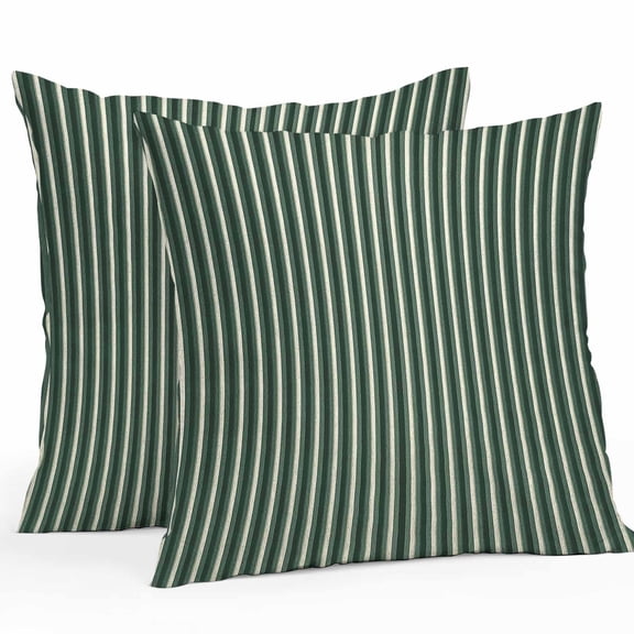 Outdoor Pillow Cover Green Lines Set of 2 Waterproof Throw Pillowcases Stripe Decorative Patio Furniture Pillows for Couch Garden Indoor & Outdoor Use