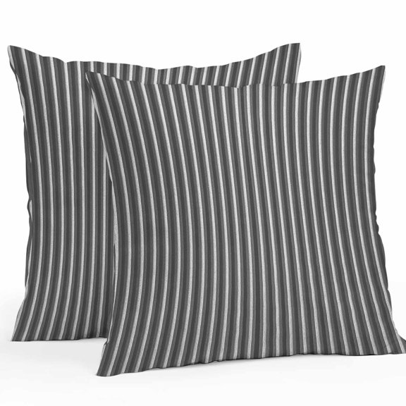 Outdoor Pillow Cover Grey Lines Set of 2 Waterproof Throw Pillowcases Stripe Decorative Patio Furniture Pillows for Couch Garden Indoor & Outdoor Use