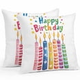thumbnail image 1 of Outdoor Pillow Cover Happy Birthday Set of 2 Waterproof Throw Pillowcases Colorful Candles Decorative Patio Furniture Pillows for Couch Garden Indoor & Outdoor Use, 1 of 9