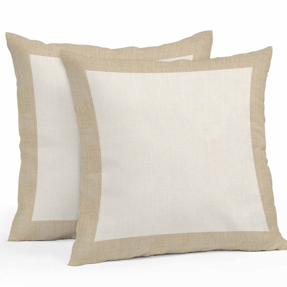 Outdoor Pillow Cover Khaki Beige Set of 2 Waterproof Throw Pillowcases Farmhouse Decorative Patio Furniture Pillows for Couch Garden Indoor & Outdoor Use