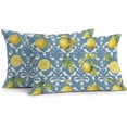 thumbnail image 1 of Outdoor Pillow Cover Lemon Leaves Set of 2 Waterproof Throw Pillowcases White Floral Blue Decorative Patio Furniture Pillows for Couch Garden Indoor & Outdoor Use, 1 of 8