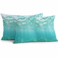 thumbnail image 1 of Outdoor Pillow Cover Ocean Summer Sunlight Set of 2 Waterproof Throw Pillowcases Seawater Green Wave Decorative Patio Furniture Pillows for Couch Garden Indoor & Outdoor Use, 1 of 9