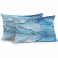 thumbnail image 1 of Outdoor Pillow Cover Ombre Blue Gray Stripes Wave Set of 2 Waterproof Throw Pillowcases Abstract Ocean Decorative Patio Furniture Pillows for Couch Garden Indoor & Outdoor Use, 1 of 9