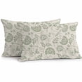 thumbnail image 1 of Outdoor Pillow Cover Pastoral Flowers Green Set of 2 Waterproof Throw Pillowcases Farmhouse Floral Decorative Patio Furniture Pillows for Couch Garden Indoor & Outdoor Use, 1 of 9