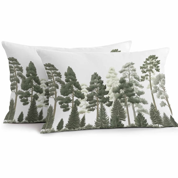 Outdoor Pillow Cover Pine Forest Set of 2 Waterproof Throw Pillowcases Plant Green Decorative Patio Furniture Pillows for Couch Garden Indoor & Outdoor Use