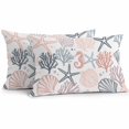 thumbnail image 1 of Outdoor Pillow Cover Pink Starfish Set of 2 Waterproof Throw Pillowcases Shell Coral Marine Life Decorative Patio Furniture Pillows for Couch Garden Indoor & Outdoor Use, 1 of 9