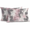 thumbnail image 1 of Outdoor Pillow Cover Pink White Gray Painting Set of 2 Waterproof Throw Pillowcases Abstract Art Decorative Patio Furniture Pillows for Couch Garden Indoor & Outdoor Use, 1 of 9
