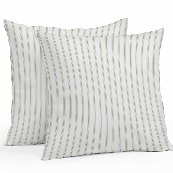 Outdoor Pillow Cover Sage Green Stripes Set of 2 Waterproof Throw Pillowcases Vertical Striped Decorative Patio Furniture Pillows for Couch Garden Indoor & Outdoor Use