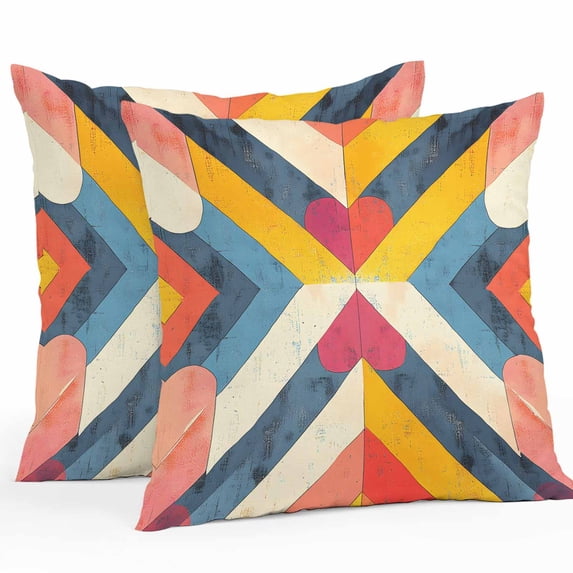 Outdoor Pillow Cover Simple Style Set of 2 Waterproof Throw Pillowcases Abstract Art Decorative Patio Furniture Pillows for Couch Garden Indoor & Outdoor Use