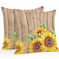 thumbnail image 1 of Outdoor Pillow Cover Sunflower Set of 2 Waterproof Throw Pillowcases Brown Wood Grain Decorative Patio Furniture Pillows for Couch Garden Indoor & Outdoor Use, 1 of 9