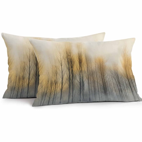Outdoor Pillow Cover Sunset Forest Set of 2 Waterproof Throw Pillowcases Abstract Art Tree Decorative Patio Furniture Pillows for Couch Garden Indoor & Outdoor Use