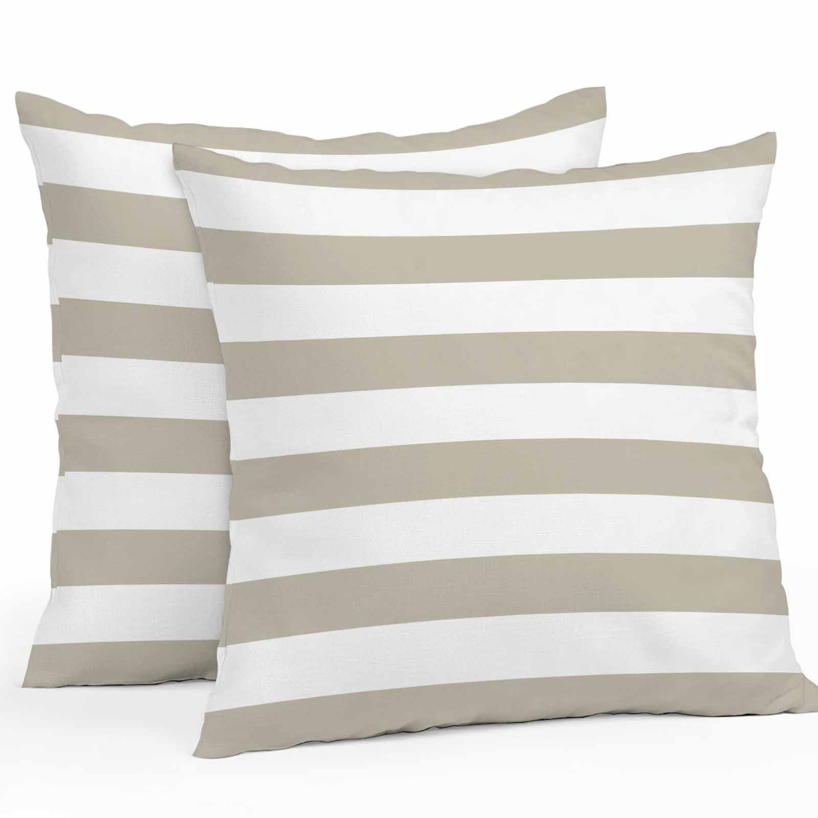 Outdoor Pillow Cover Tan And White Stripe Set of 2 Waterproof Throw Pillowcases Taupe Tan Brown Stripes Decorative Patio Furniture Pillows for Couch Garden Indoor & Outdoor Use