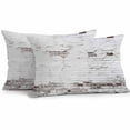 thumbnail image 1 of Outdoor Pillow Cover Vintage Brick Wall Set of 2 Waterproof Throw Pillowcases White Gray Decorative Patio Furniture Pillows for Couch Garden Indoor & Outdoor Use, 1 of 9