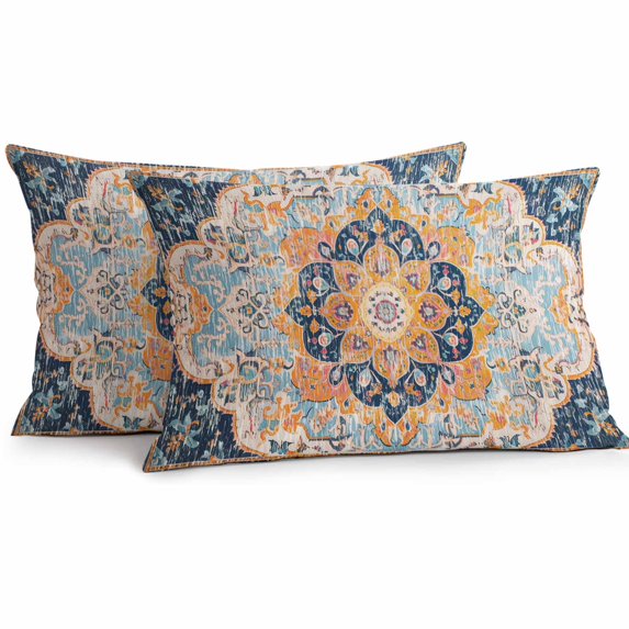 Outdoor Pillow Cover Vintage Figure Set of 2 Waterproof Throw Pillowcases Medieval Ethnic Style Turkish Texture Decorative Patio Furniture Pillows for Couch Garden Indoor & Outdoor Use