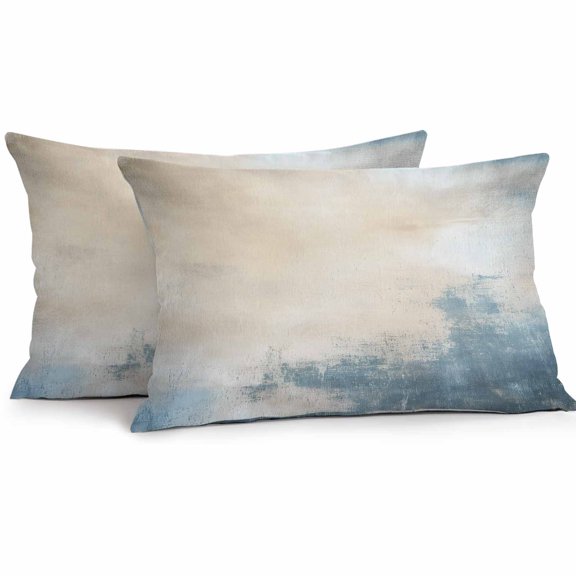 Outdoor Pillow Cover Watercolor Ombre off White Blue Set of 2 Waterproof Throw Pillowcases Abstract Oil Painting Decorative Patio Furniture Pillows for Couch Garden Indoor & Outdoor Use