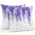 thumbnail image 1 of Outdoor Pillow Cover Wisteria Floral Set of 2 Waterproof Throw Pillowcases Purple Leaf Decorative Patio Furniture Pillows for Couch Garden Indoor & Outdoor Use, 1 of 9