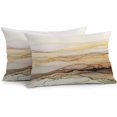 thumbnail image 1 of Outdoor Pillow Cover Yellow Brown Marble Texture Set of 2 Waterproof Throw Pillowcases Waves Abstract Decorative Patio Furniture Pillows for Couch Garden Indoor & Outdoor Use, 1 of 9
