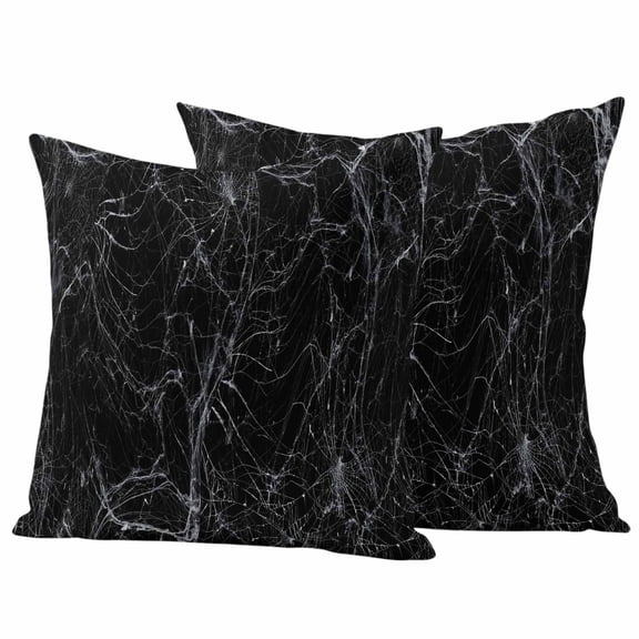 Outdoor Pillow Covers 16 x 16 Inches, Black Halloween Waterproof Throw Pillow Cover Set of 2, Spooky Horror Spi-der Web Abstract Decorative Square Cushion Covers for Patio/Tent/Couch/Garden