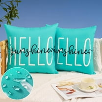 Outdoor Pillow Covers 16x16 Inch Set of 2 Hello Sunshine Decor Blue Green Waterproof Throw Pillow Covers Summer Outdoor Waterproof Pillow covers Decor for Patio Funiture Garden Sofa Couch 020D16
