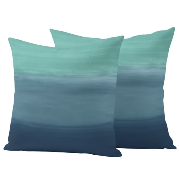 Outdoor Pillow Covers 16x16 Set of 2, Teal Blue Ombre Waterproof Patio Throw Pillow Covers for Couch Sofa Chair, Modern Abstract Art Texture Decorative Pillowcases for Throw Pillows