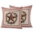 thumbnail image 1 of Outdoor Pillow Covers 16x16 Set of 2, Western Texas Star Vintage Waterproof Patio Throw Pillow Covers for Couch Sofa Chair, Rustic Wreath Red Beige Plaid Decorative Pillowcases for Throw Pillows, 1 of 9