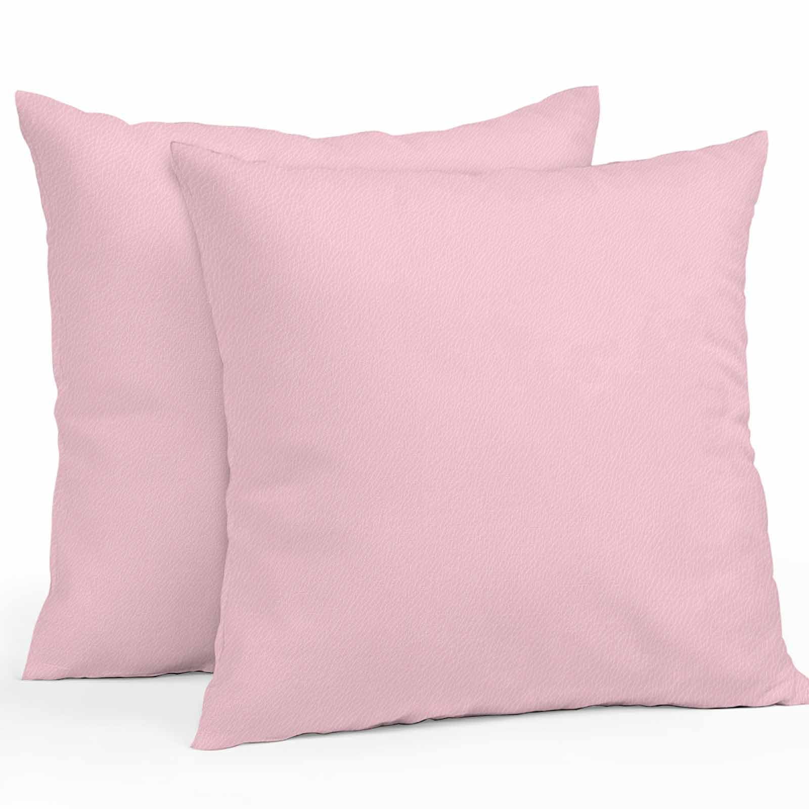 Outdoor Pillow Covers 18 x 18 Inches, Solid Pink Waterproof Throw Pillow Cover Set of 2, Romantic Minimalism Abstract Denim Texture Decorative Square Cushion Covers for Patio/Tent/Couch/Garden
