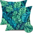 thumbnail image 1 of Outdoor Pillow Covers 18x18 Inch Set of 2 Blue Green Leaves Decor Waterproof Throw Pillow Covers Farmhouse Outdoor Waterproof Pillow Covers Decor for Patio Funiture Garden Sofa Couch 6B, 1 of 6