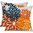 thumbnail image 1 of Outdoor Pillow Covers 18x18 Inch Set of 2 Blue Orange Flower Decorative Waterproof Summer Outdoor Fall Pillow Covers for Patio Funiture Garden Couch 168N18, 1 of 4