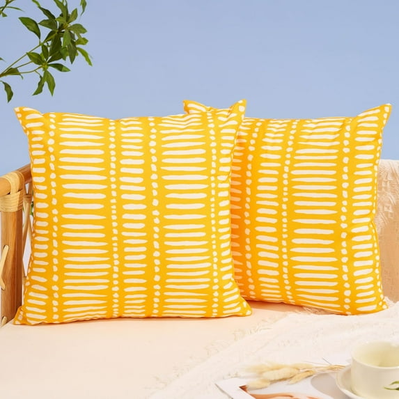 Outdoor Pillow Covers 18x18 Inch Set of 2 White Lines and Polka dots Decor Black Throw Pillow Covers Outdoor Waterproof Pillow Covers Decor for Patio Funiture Garden Sofa Couch 022B18