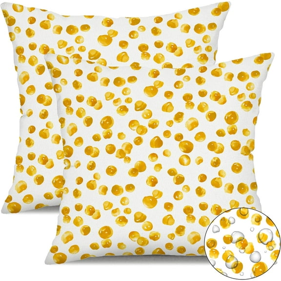 Outdoor Pillow Covers 18x18 Inch Set of 2 Yellow Polka Dot Decor Waterproof Throw Pillow Covers Farmhouse Outdoor Waterproof Pillow Covers Decor for Patio Funiture Garden Sofa Couch 004C