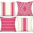 thumbnail image 1 of Outdoor Pillow Covers 18x18 Inch Set of 4 Hot Pink Waterproof Modern Geometry Throw Pillows Outdoor Summer Waterproof Decor for Patio Funiture Garden Polyester Cushion Covers 013L18, 1 of 6
