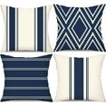 thumbnail image 1 of Outdoor Pillow Covers 18x18 Inch Set of 4 Navy Blue Waterproof Modern Geometry Throw Pillows Outdoor Summer Waterproof Decor for Patio Funiture Garden Polyester Cushion Covers 013N18, 1 of 6