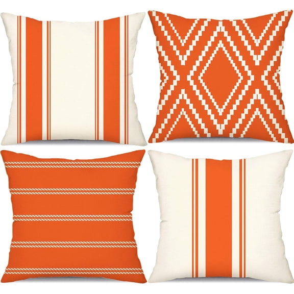 Outdoor Pillow Covers 18x18 Inch Set of 4 Waterproof Modern Geometry Throw Pillows Outdoor Summer Waterproof Decor for Patio Funiture Garden Polyester Cushion Covers 013E
