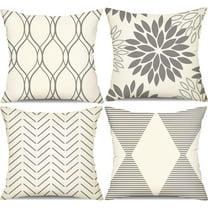 Outdoor Pillow Covers 18x18 Inch Set of 4 Waterproof Modern Geometry Throw Pillows Outdoor Summer Waterproof Decor for Patio Funiture Garden Polyester Cushion Covers 013G