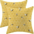 thumbnail image 1 of Outdoor Pillow Covers 18x18 Set of 2, Bee Kind Decorative Summer Throw Pillow Covers Linen Yellow Farmhouse Cushion Pillow Covers for Sofa Couch Outdoor Decor, 1 of 6