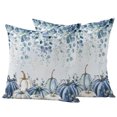thumbnail image 1 of Outdoor Pillow Covers 18x18 Set of 2, Blue Pumpkin Fall Waterproof Patio Throw Pillow Covers for Couch Sofa Chair, Thanksgiving Watercolor Eucalyptus Leaves Decorative Pillowcases for Throw Pillows, 1 of 9